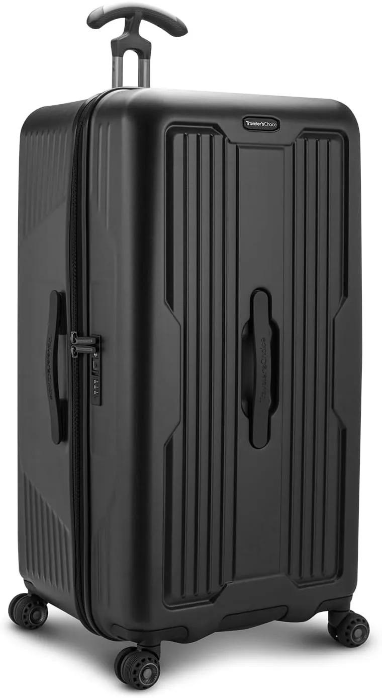 Traveler's Choice Ultimax Hardside Polycarbonate Spinner Suitcase, Black, 30" Trunk Luggage