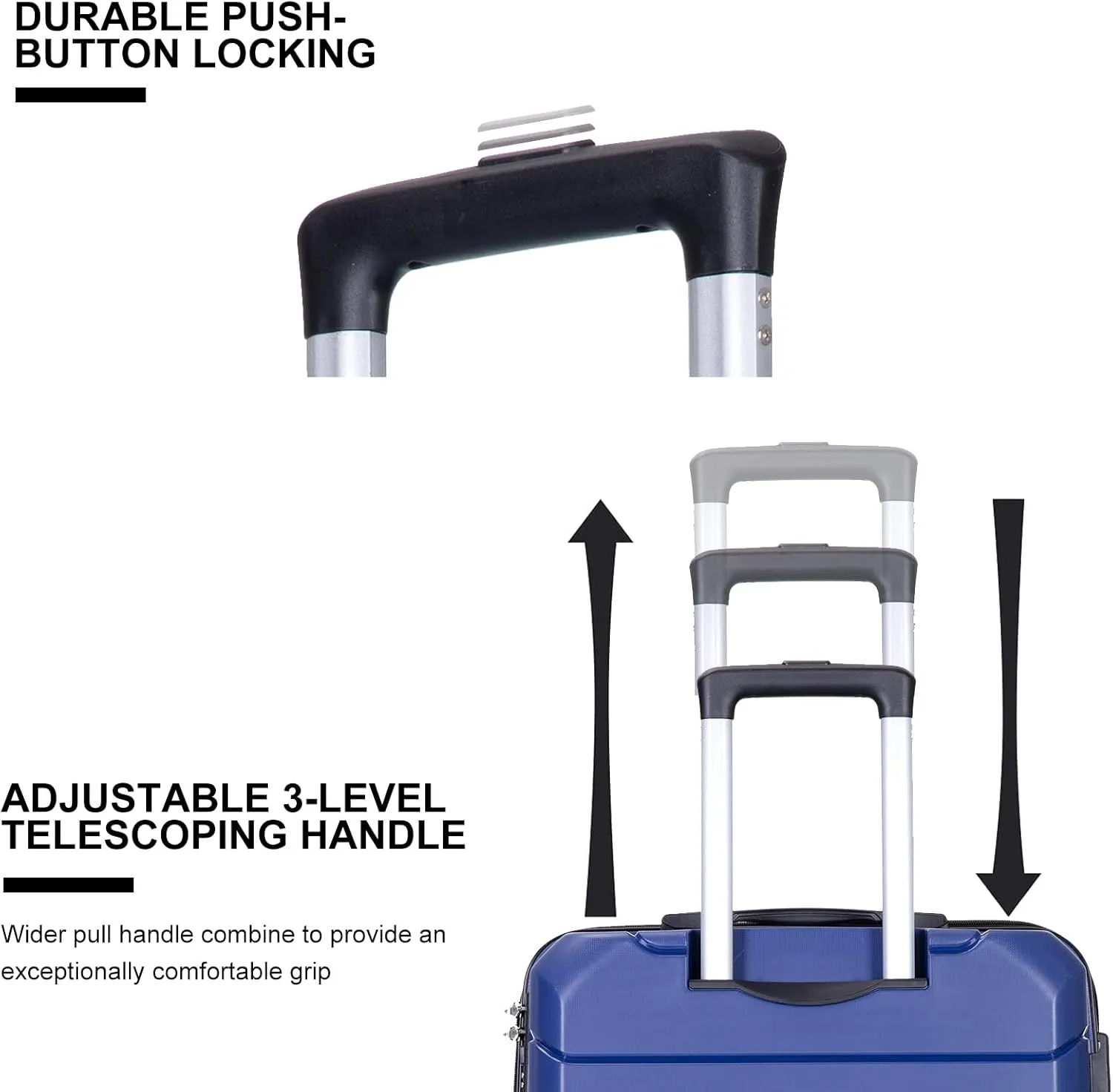 Travelhouse Luggage Sets 3 Piece PP Suitcase Set Hardside Spinner Wheel Luggage Clearance Lightweight TSA Lock for Travel, Business(20/24/28)(Navy)