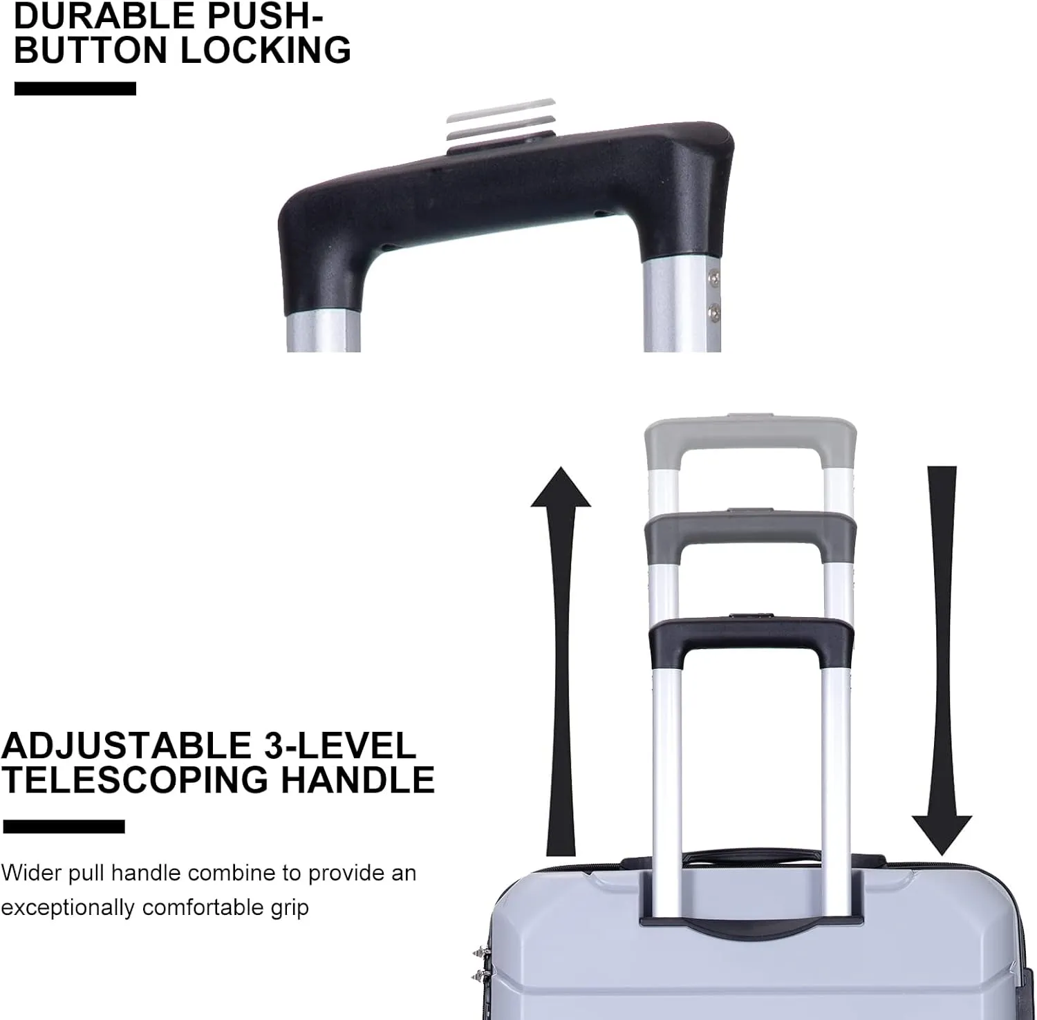 Travelhouse Luggage Sets 3 Piece PP Suitcase Set Hardside Spinner Wheel Luggage Clearance Lightweight TSA Lock for Travel, Business(20/24/28)(Silver)