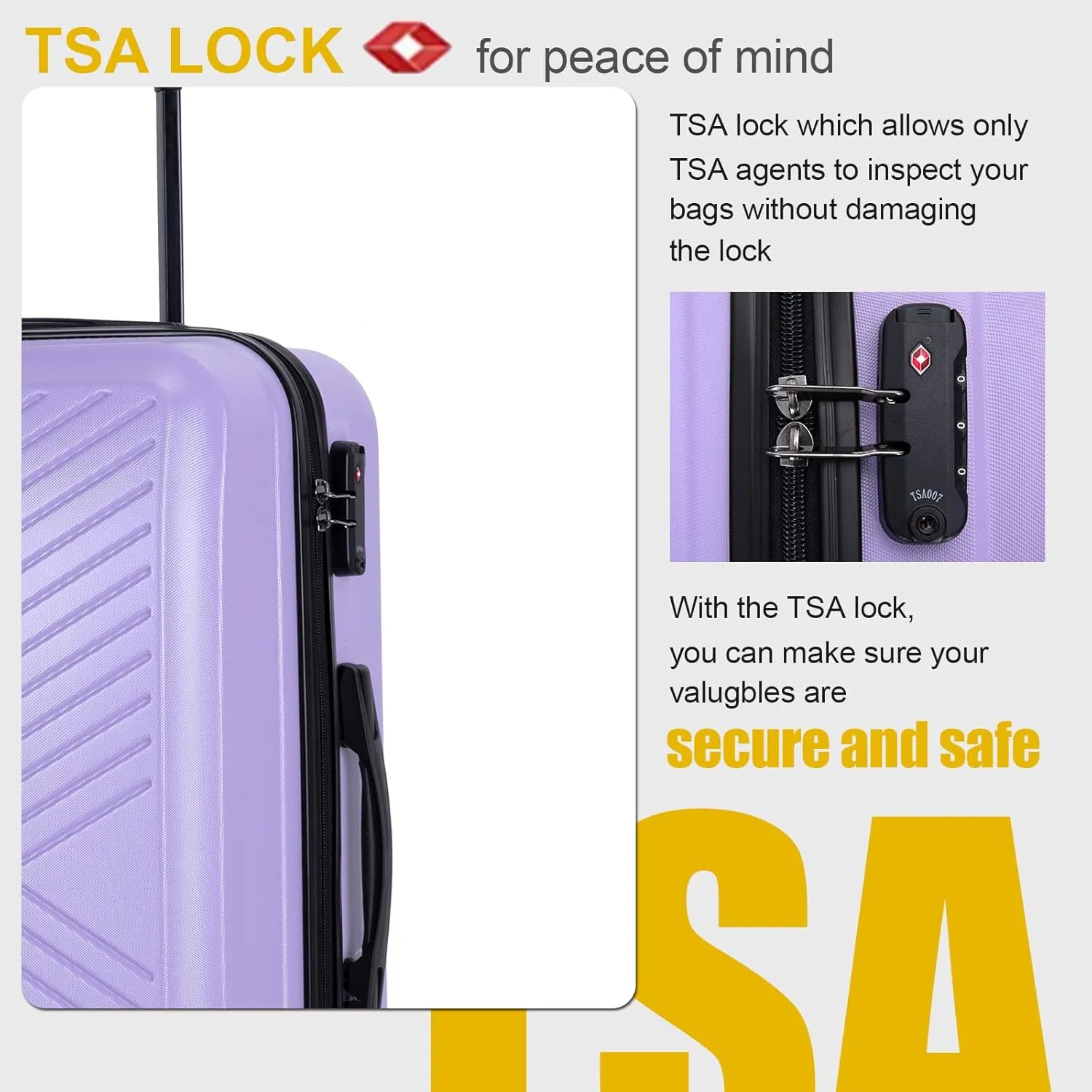 Travelhouse Luggage Sets, Expandable Hardside Suitcases 24in/28in, Carry on 20in,3 Piece Set Travel Luggages Clearance with Double Spinner Wheels TSA Lock Lightweight (1065-Purple)