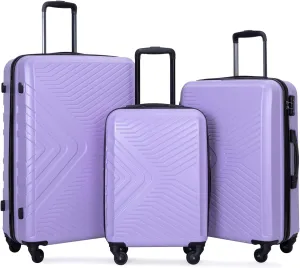 Travelhouse Luggage Sets, Expandable Hardside Suitcases 24in/28in, Carry on 20in,3 Piece Set Travel Luggages Clearance with Double Spinner Wheels TSA Lock Lightweight (1065-Purple)
