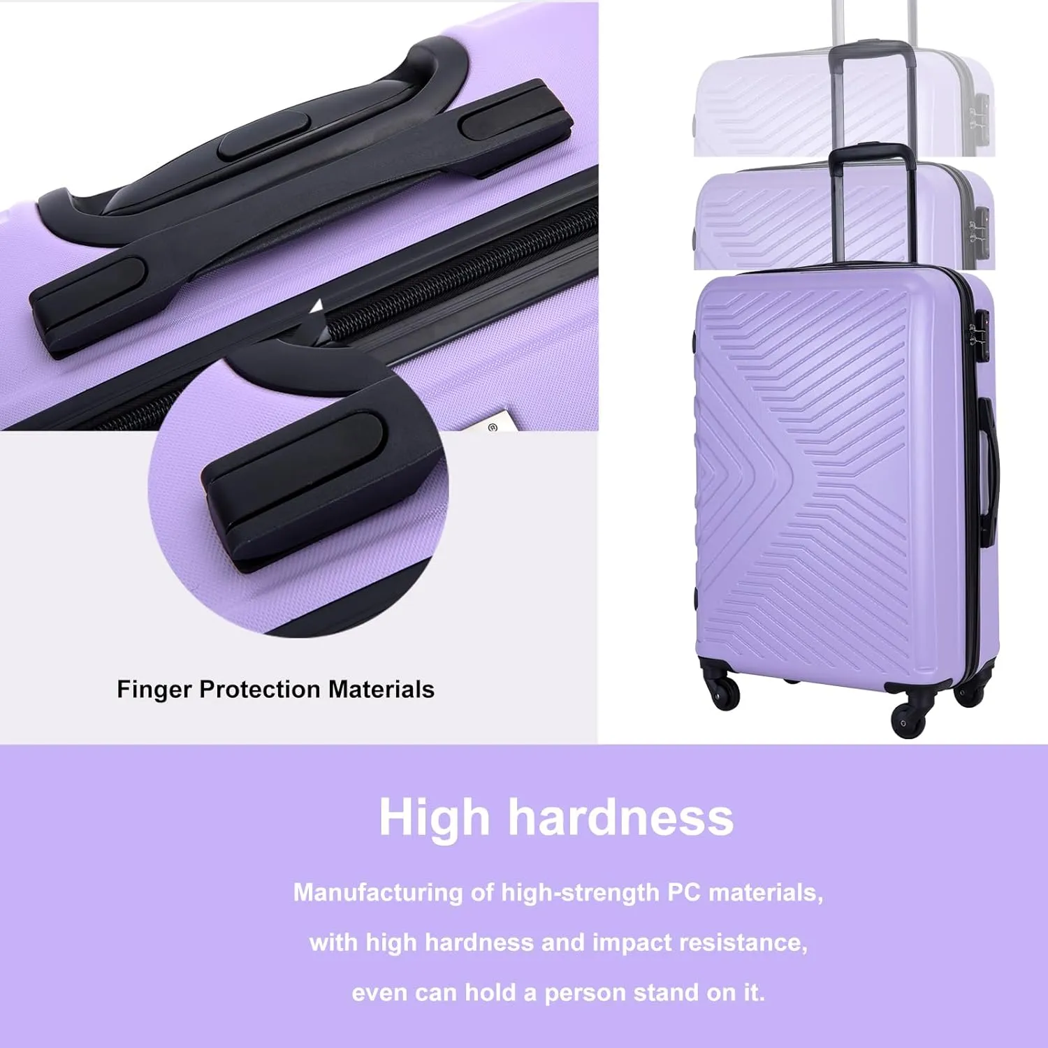 Travelhouse Luggage Sets, Expandable Hardside Suitcases 24in/28in, Carry on 20in,3 Piece Set Travel Luggages Clearance with Double Spinner Wheels TSA Lock Lightweight (1065-Purple)
