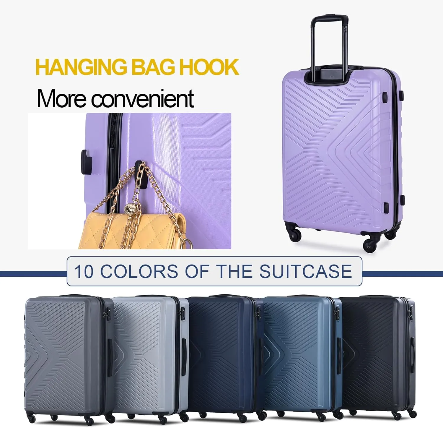 Travelhouse Luggage Sets, Expandable Hardside Suitcases 24in/28in, Carry on 20in,3 Piece Set Travel Luggages Clearance with Double Spinner Wheels TSA Lock Lightweight (1065-Purple)