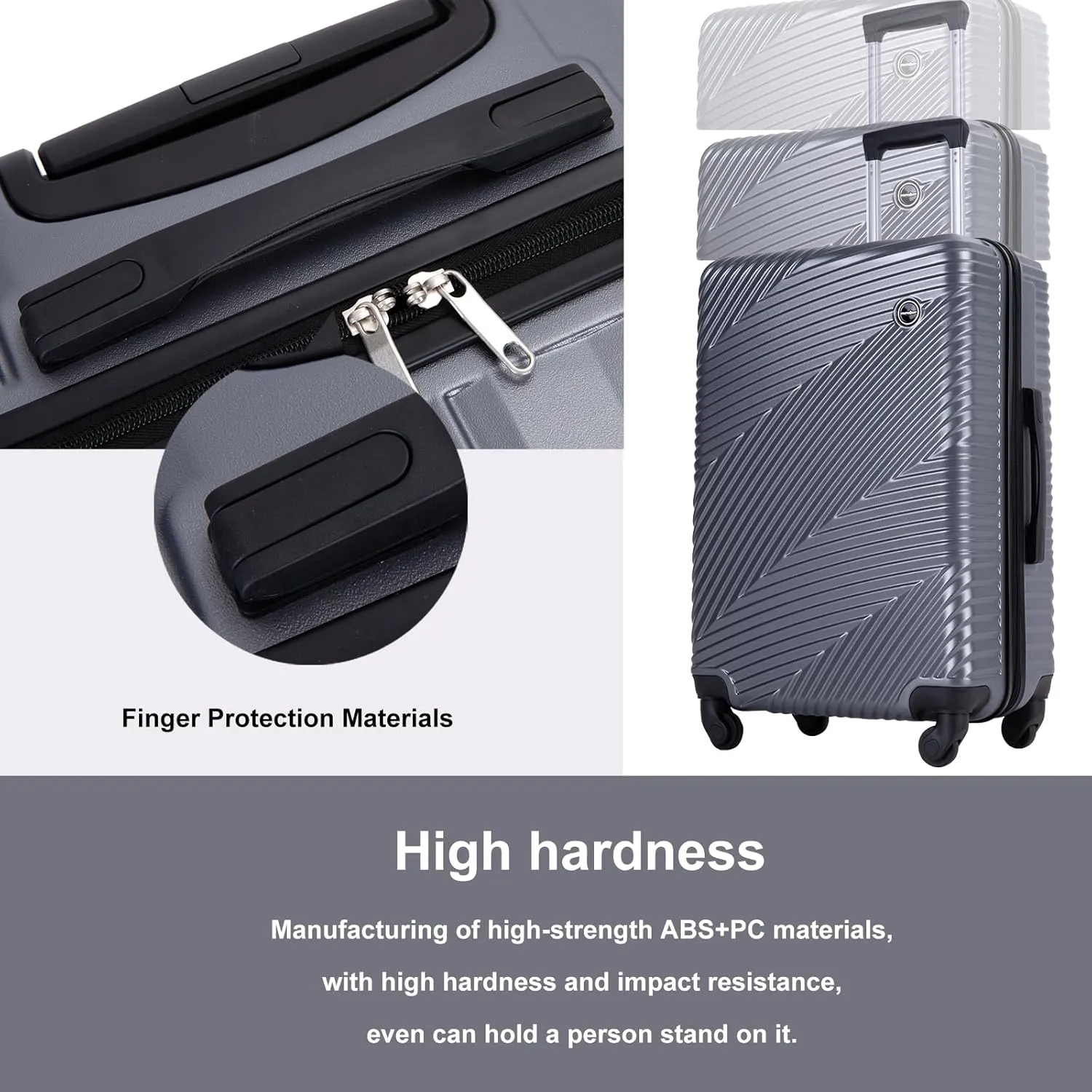 Travelhouse Luggage Sets, Expandable Hardside Suitcases 24in/28in, Carry on 20in,3 Piece Set Travel Luggages Clearance with Double Spinner Wheels TSA Lock Lightweight (BLACK-2000)