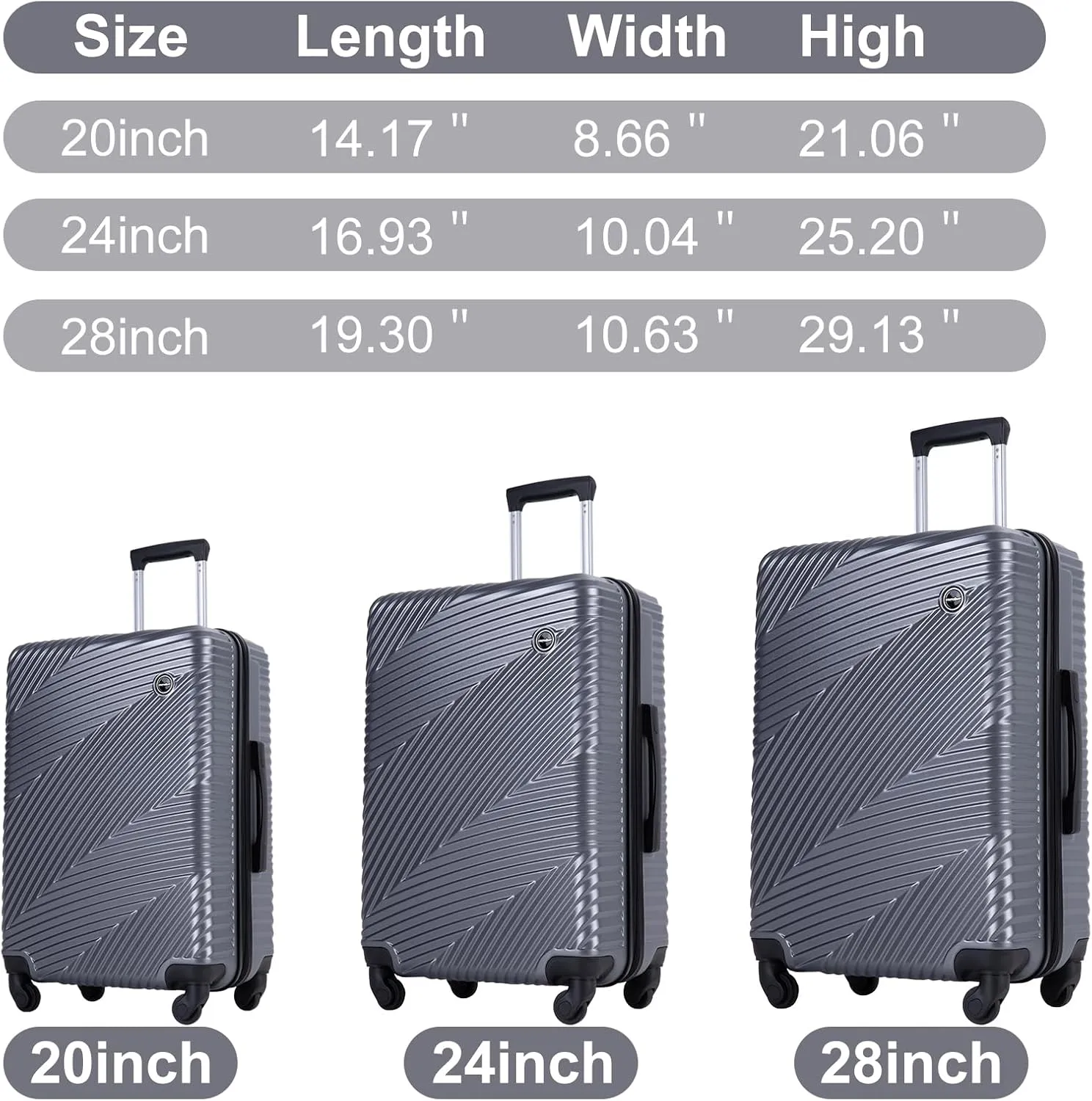Travelhouse Luggage Sets, Expandable Hardside Suitcases 24in/28in, Carry on 20in,3 Piece Set Travel Luggages Clearance with Double Spinner Wheels TSA Lock Lightweight (BLACK-2000)