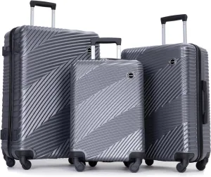 Travelhouse Luggage Sets, Expandable Hardside Suitcases 24in/28in, Carry on 20in,3 Piece Set Travel Luggages Clearance with Double Spinner Wheels TSA Lock Lightweight (BLACK-2000)