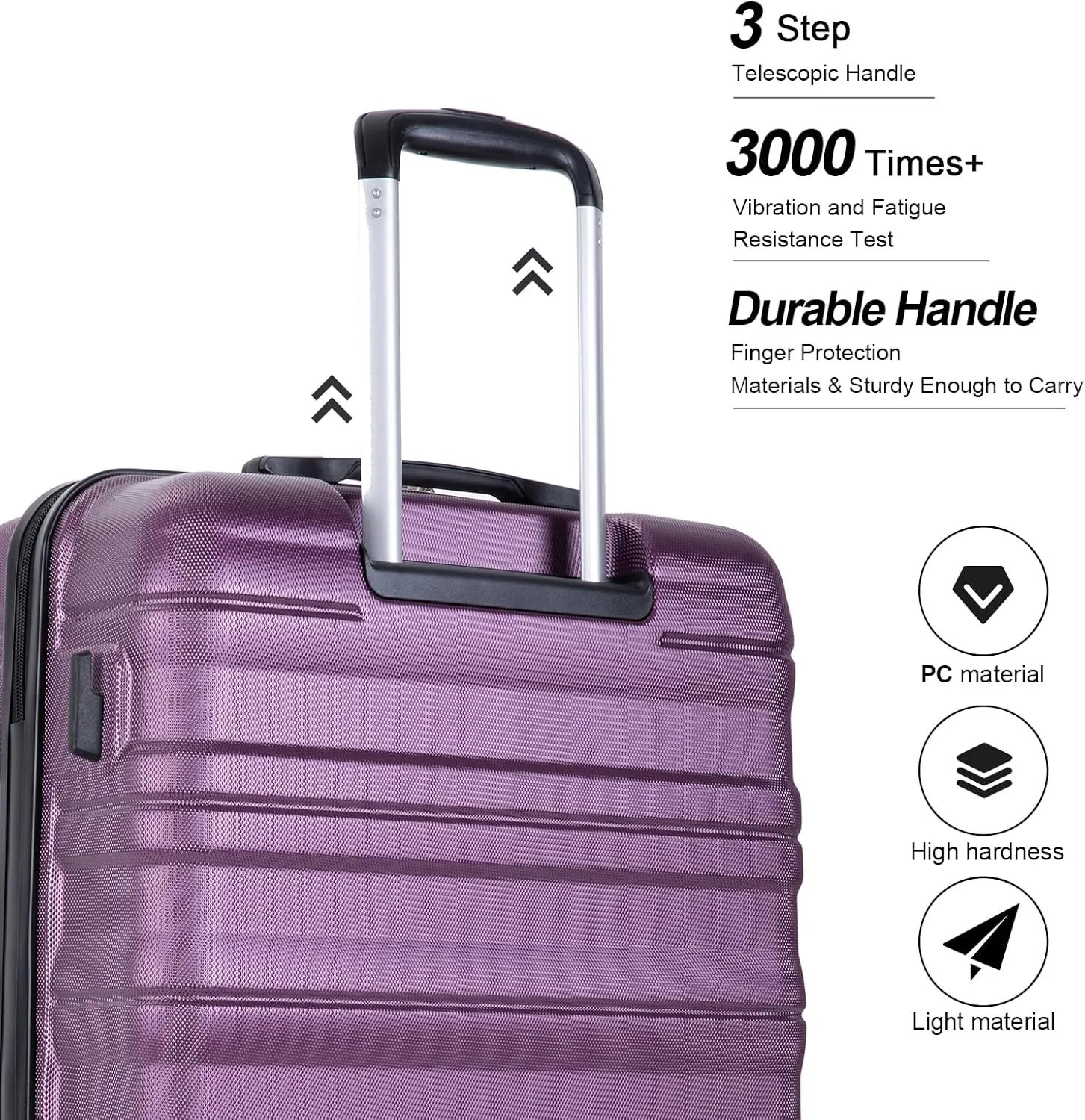 Travelhouse Luggage Sets, Hardside Suitcases 24in/28in, Carry on 20in,3 Piece Set Travel Luggages Clearance with Double Spinner Wheels TSA Lock Lightweight (Dark Purple)