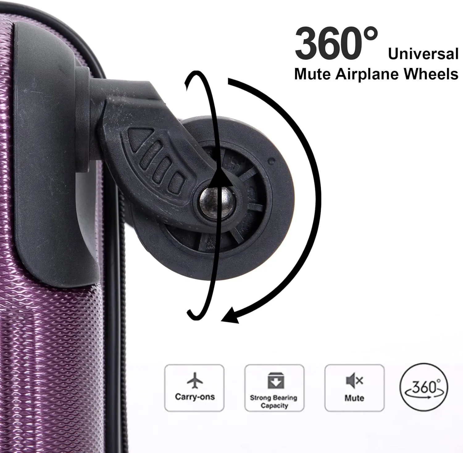 Travelhouse Luggage Sets, Hardside Suitcases 24in/28in, Carry on 20in,3 Piece Set Travel Luggages Clearance with Double Spinner Wheels TSA Lock Lightweight (Dark Purple)