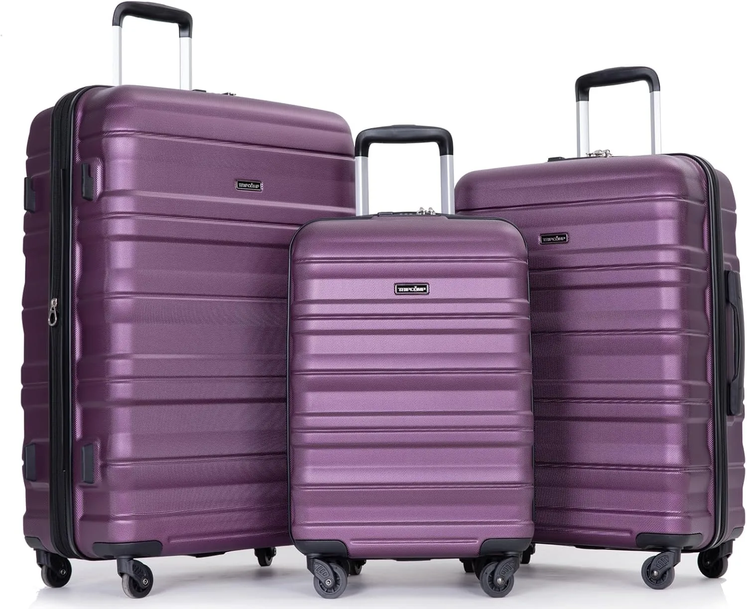 Travelhouse Luggage Sets, Hardside Suitcases 24in/28in, Carry on 20in,3 Piece Set Travel Luggages Clearance with Double Spinner Wheels TSA Lock Lightweight (Dark Purple)