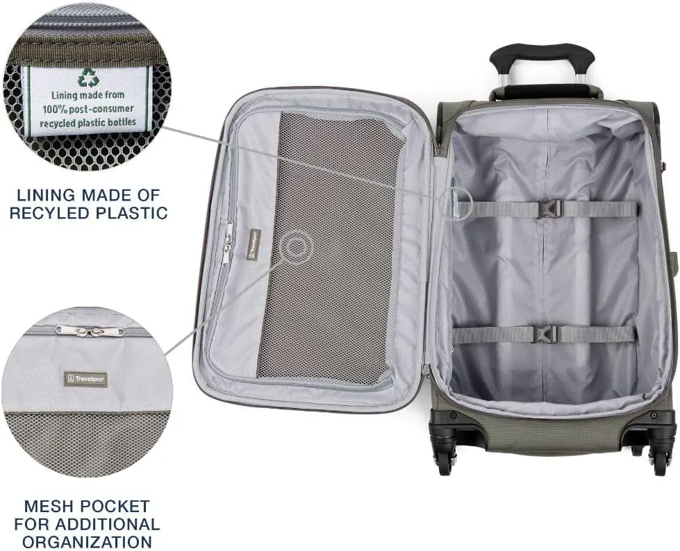 Travelpro Maxlite 5 Softside Expandable Carry on Luggage with 4 Spinner Wheels, Lightweight Suitcase, Men and Women, Slate Green, Carry On 21-Inch