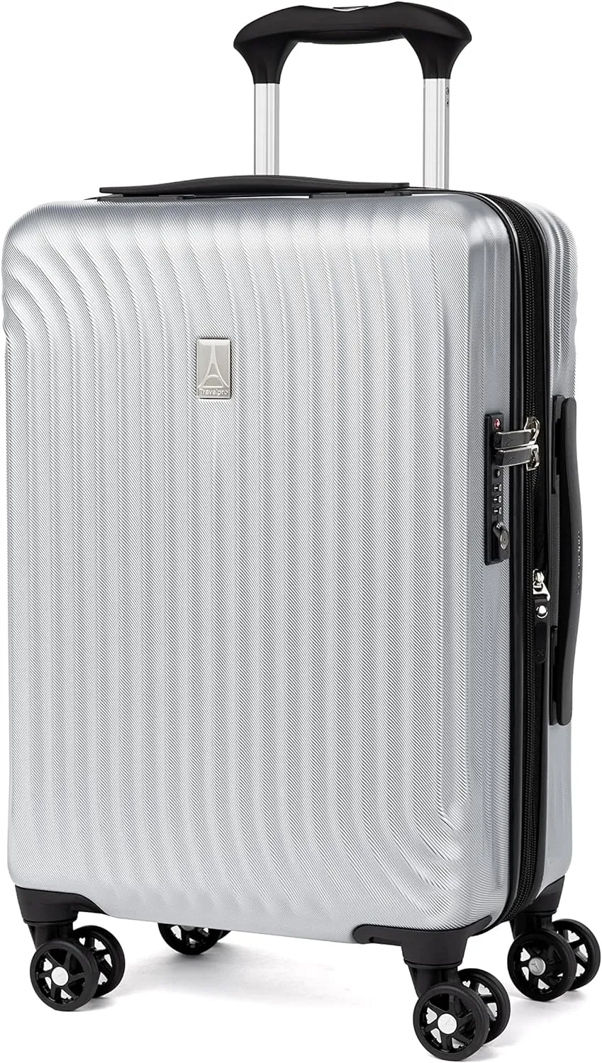 Travelpro Maxlite Air Hardside Expandable Carry on Luggage, 8 Spinner Wheels, Lightweight Hard Shell Polycarbonate Suitcase, Metallic Silver, Compact Carry On 20-Inch