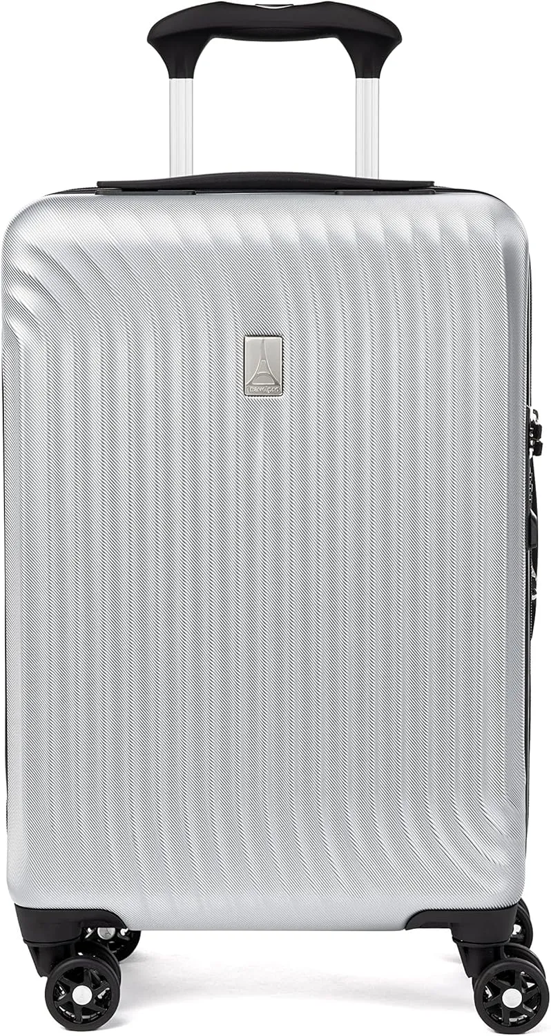 Travelpro Maxlite Air Hardside Expandable Carry on Luggage, 8 Spinner Wheels, Lightweight Hard Shell Polycarbonate Suitcase, Metallic Silver, Compact Carry On 20-Inch