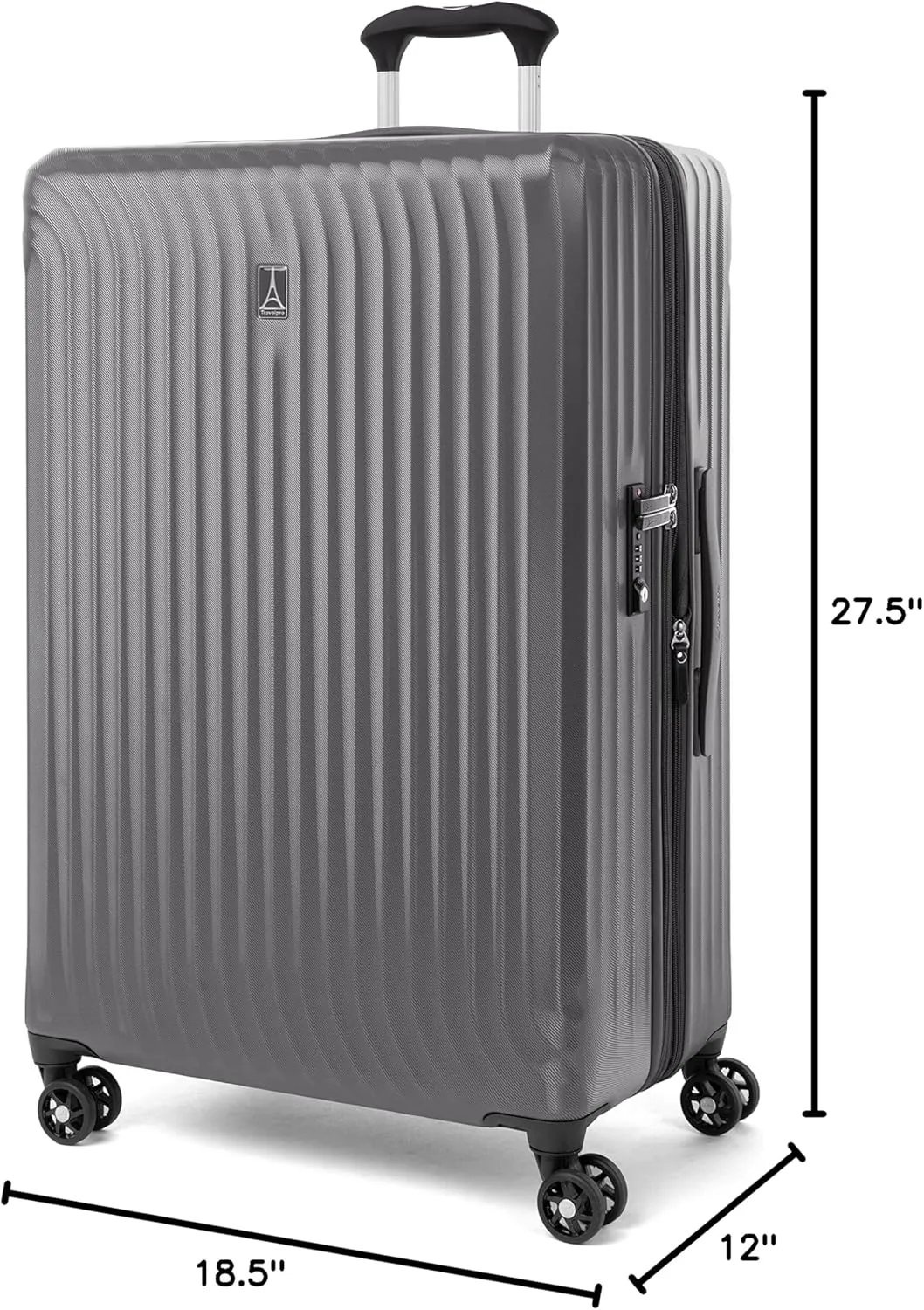 Travelpro Maxlite Air Hardside Expandable Checked Luggage, 8 Spinner Wheels, Lightweight Hard Shell Polycarbonate Suitcase, Shadow Grey, Checked Large 28-Inch