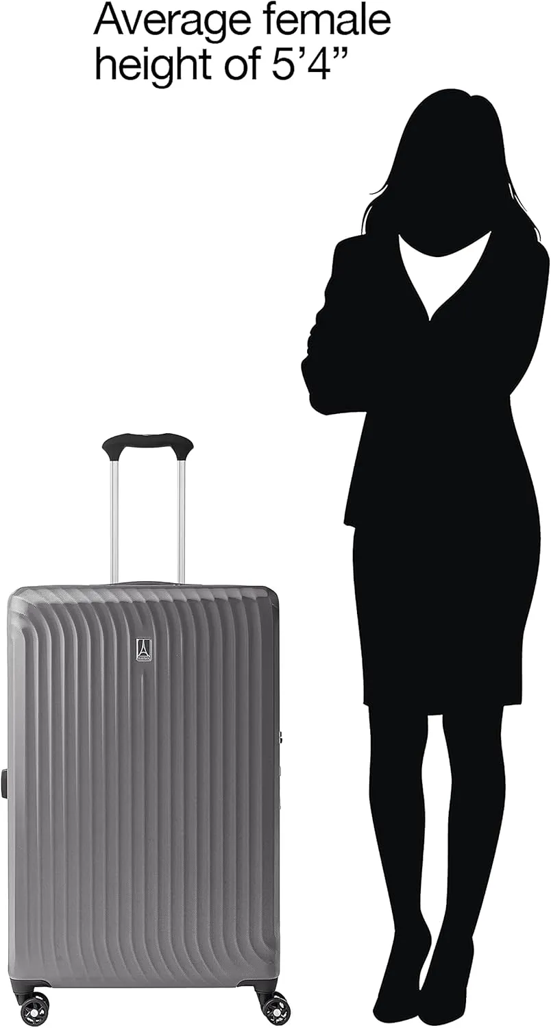 Travelpro Maxlite Air Hardside Expandable Checked Luggage, 8 Spinner Wheels, Lightweight Hard Shell Polycarbonate Suitcase, Shadow Grey, Checked Large 28-Inch