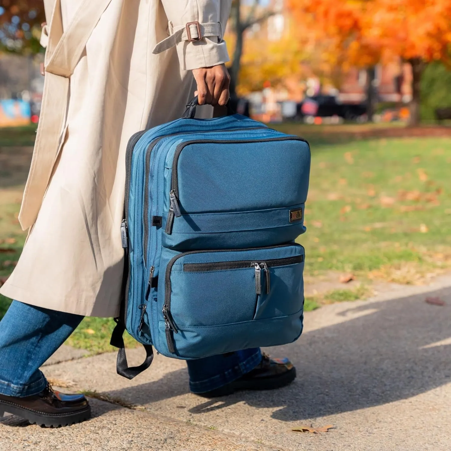 Trilogy Double Pack - World class multiple use backpack - expands into a weekender bag - splits into two seperate bags - handles two 17” laptops and two tablets (Blue)
