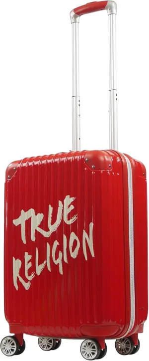 True Religion Carry-On Luggage, Hardshell Rolling Suitcase with Spinner Wheels, Red, Medium