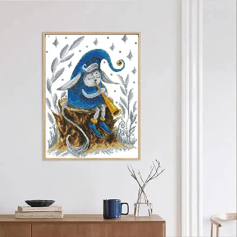 Trumpet Blowing Elf Cartoon Pattern Cross Stitch Kits
