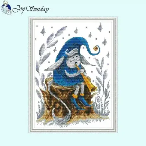 Trumpet Blowing Elf Cartoon Pattern Cross Stitch Kits