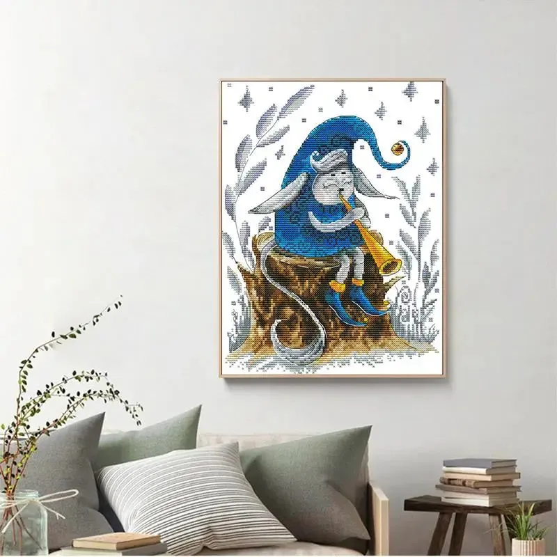Trumpet Blowing Elf Cartoon Pattern Cross Stitch Kits