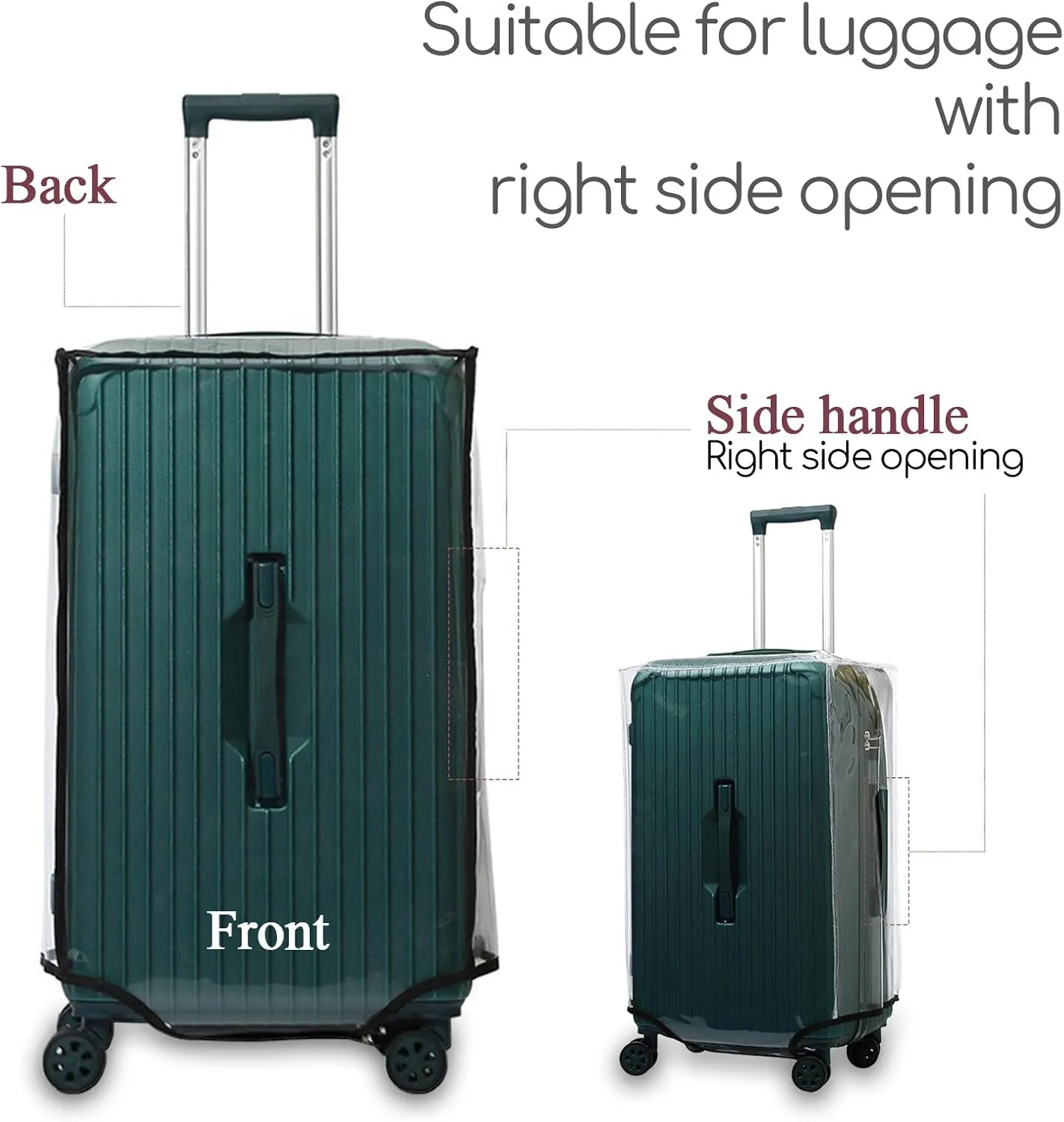 Trunk Luggage Cover, Transparent PVC Suitacse Cover, Travel Waterproof Clear Luggage Protector Suitcase Cover (Transparent, 32 inch (3:7 Ratio))