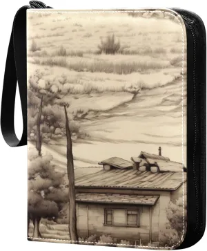Tuscan House Card Binder 4 Pocket Collectible Trading Card Albums with 50 Sleeves Double Side PU Waterproof 3 Ring for Sports & Game Cards