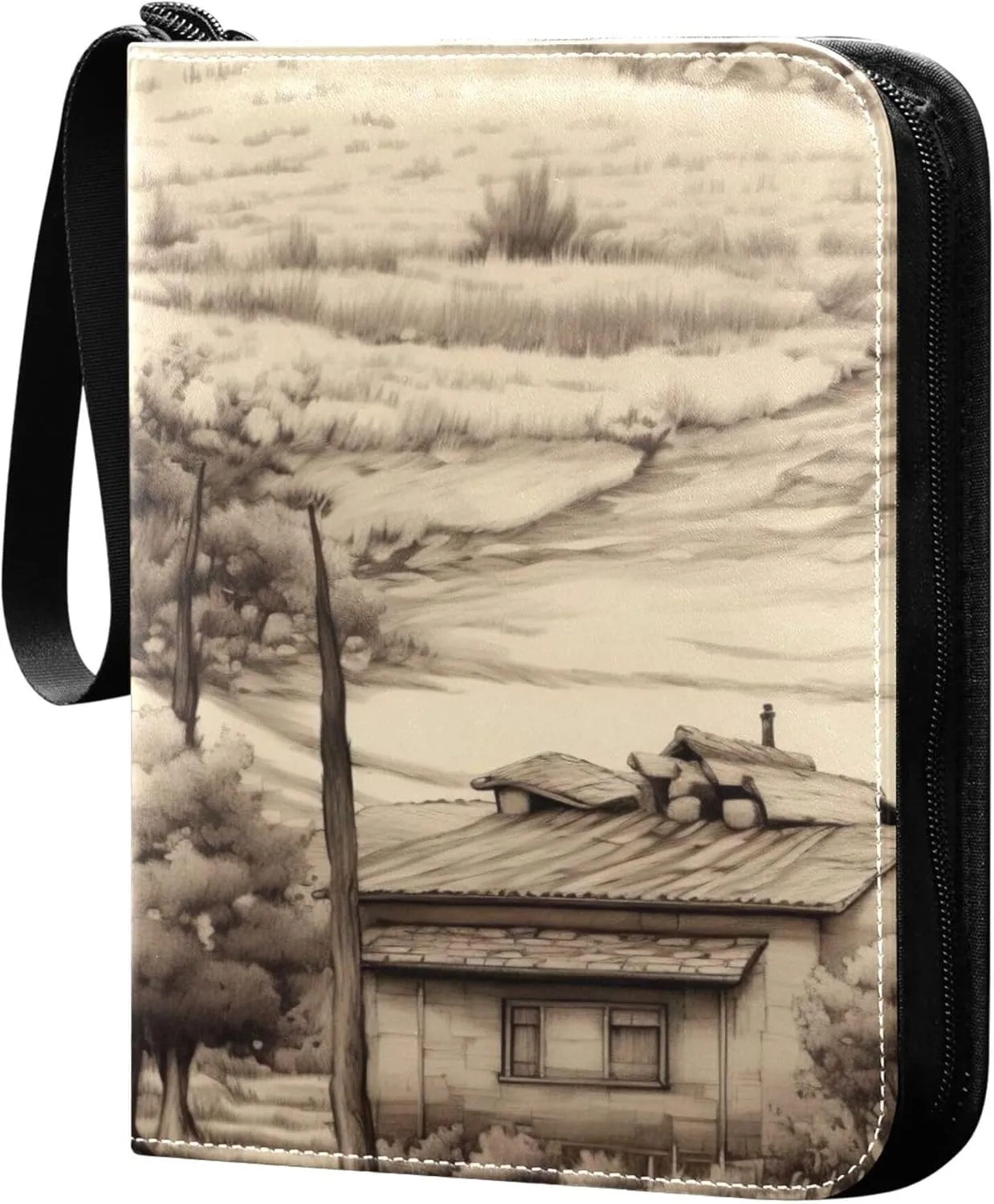 Tuscan House Card Binder 4 Pocket Collectible Trading Card Albums with 50 Sleeves Double Side PU Waterproof 3 Ring for Sports & Game Cards