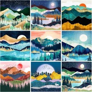 TWBB 9 Pack Diamond Painting - DIY 5D Diamond Painting Kits for Adults - Diamond Art Kits for Adults & Kids Full Drill 12x12 inch