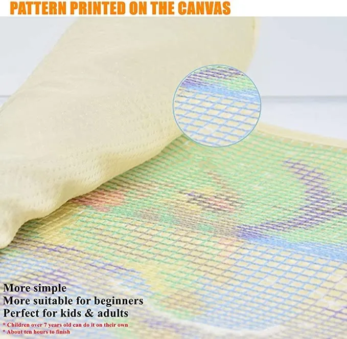 Two Horse Latch Hook Rug Kits for Adults and Starter DIY Cross Stitch Latch Hook Rug Sofa Seat Cushion Crocheting Kits with Preprinted Pattern Canvas