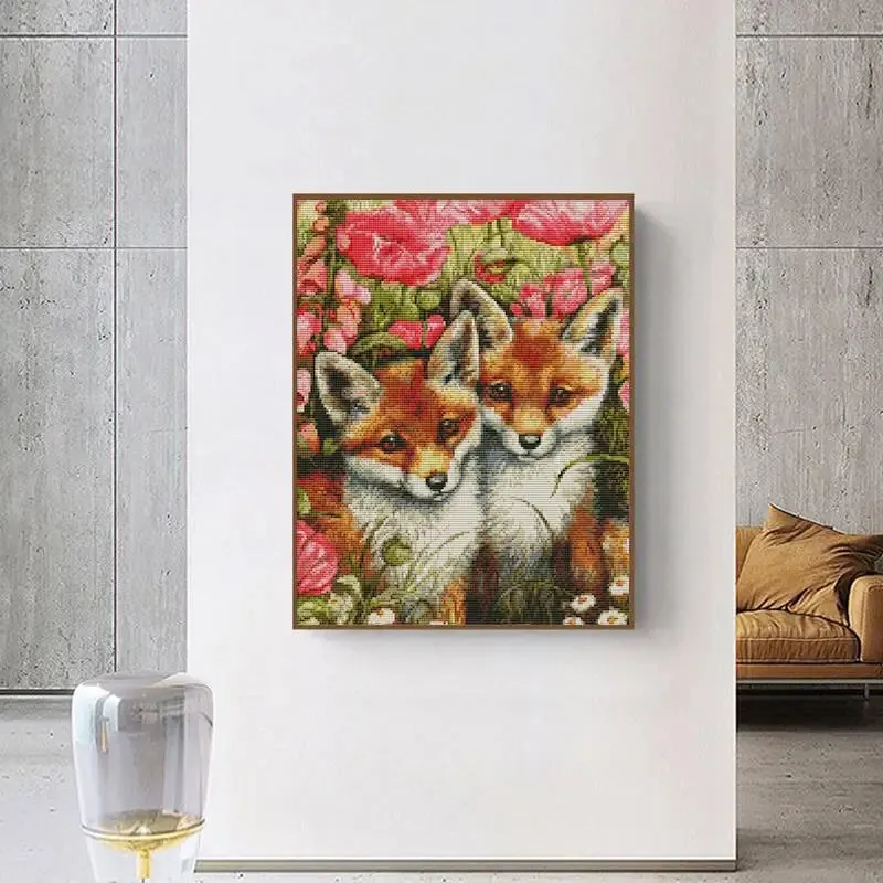 Two Little Foxes Joy Sunday Animal Cross Stitch Kits