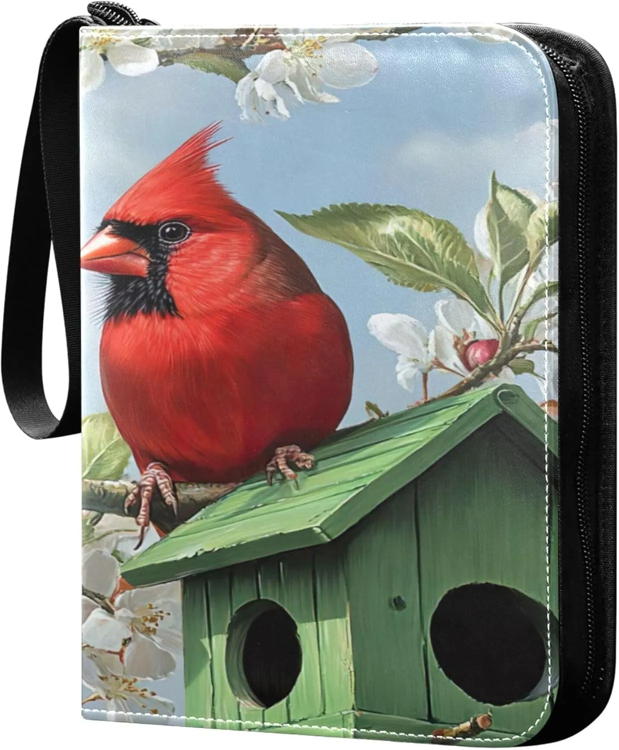 Two Red Bird Card Binder 4 Pocket Collectible Trading Card Albums with 50 Sleeves Double Side PU Waterproof 3 Ring for Sports & Game Cards