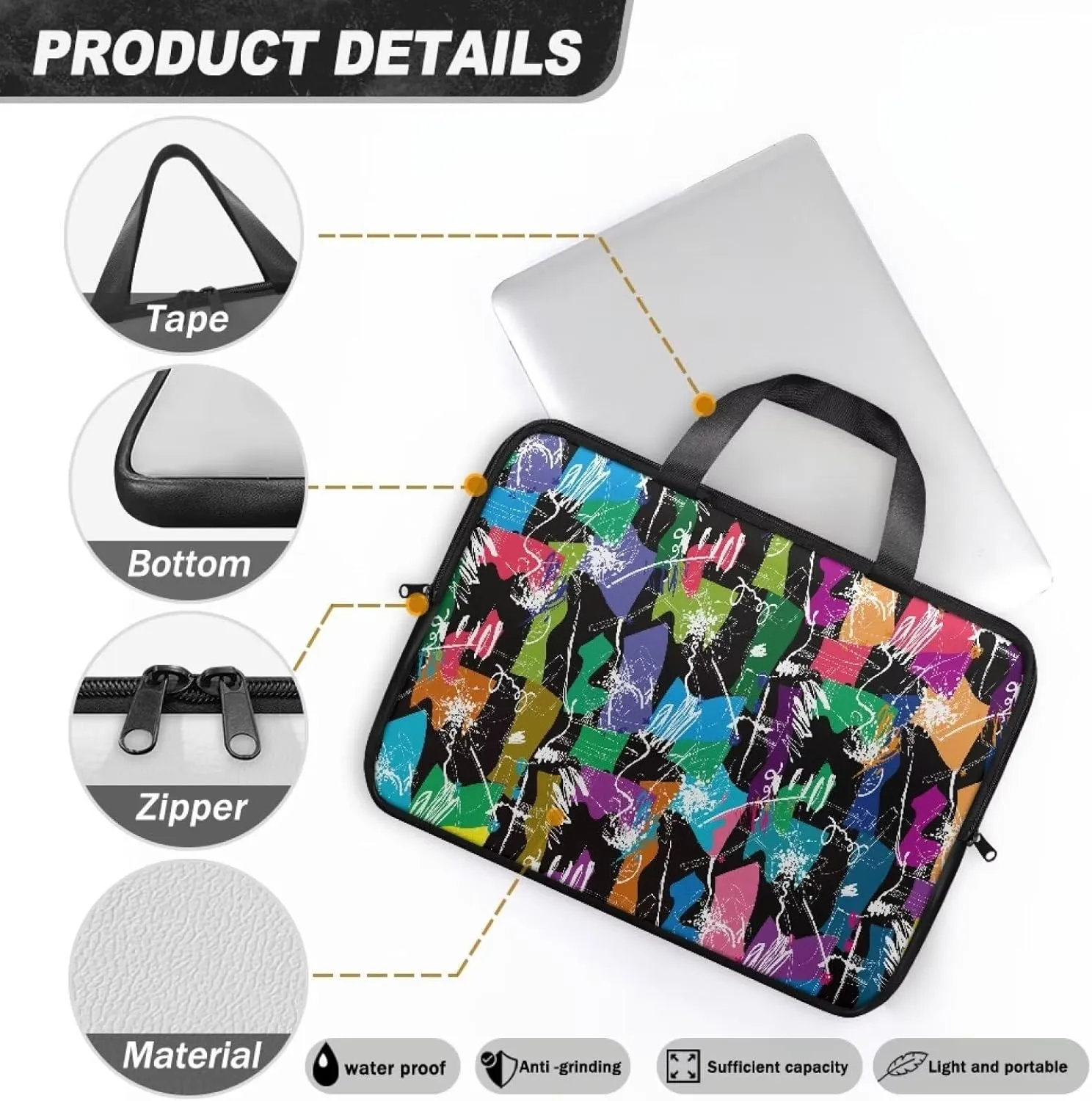 Uasibuni 17.3" Laptop Bag,Laptop Tote Bag for Work,Laptop Sleeve Bag for 13In 15.6In 17In Notebook