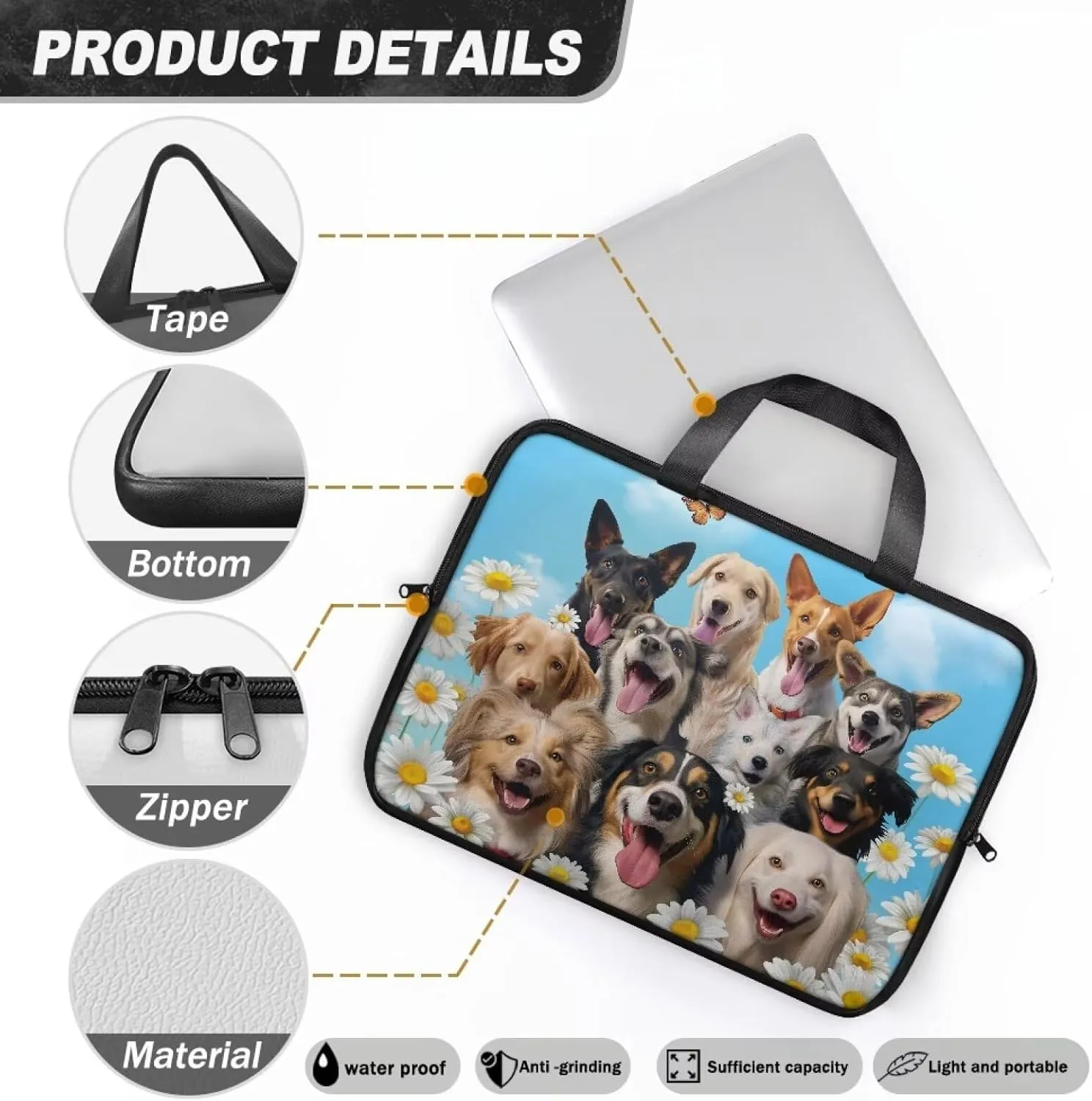 Uasibuni 17.3" Laptop Bag,Laptop Tote Bag for Work,Laptop Sleeve Bag for 13In 15.6In 17In Notebook