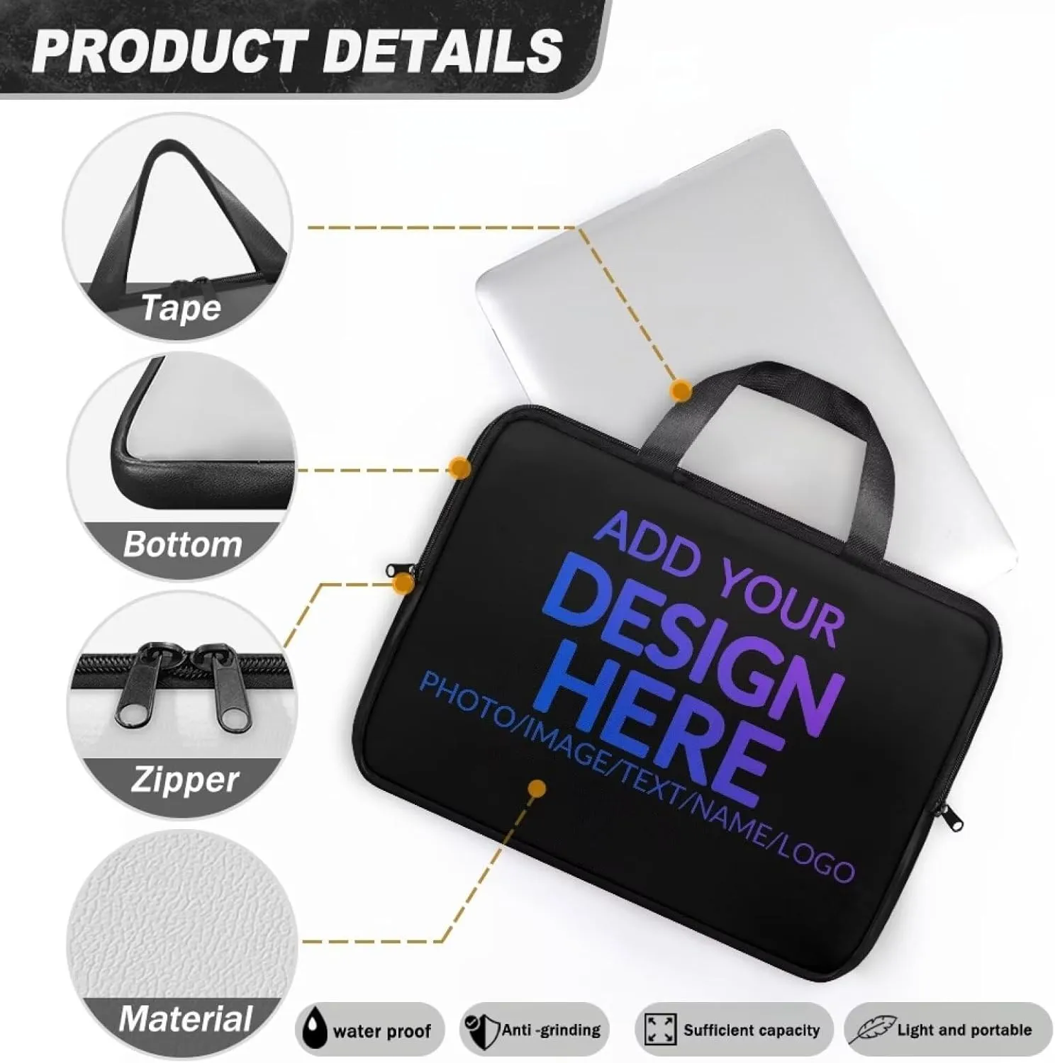 Uasibuni Personalized Laptop Tote Bag,17In/17.3In,Computer Bag Travel Laptop Bag 14"/15.6"