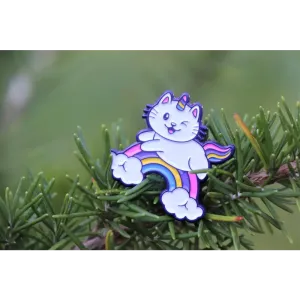 Unicorn Cat Kitty Rainbow Pin - Kawaii Cute Cat Lapel Pins