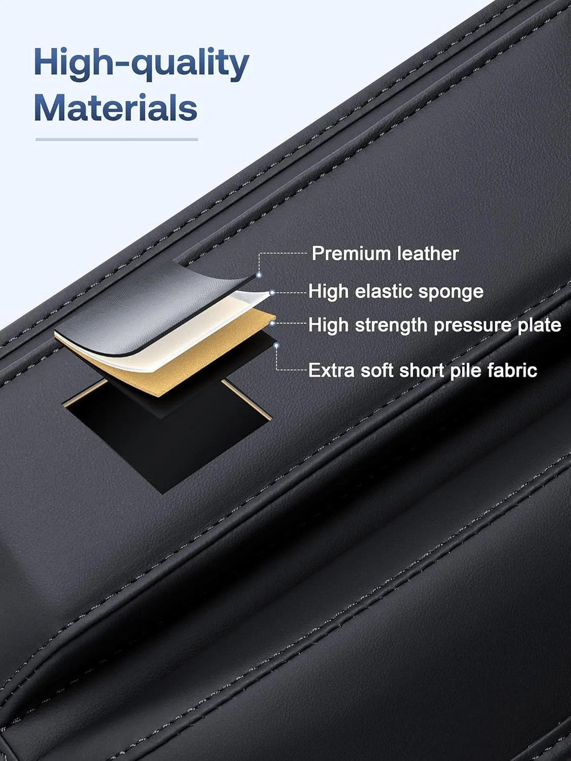 Universal Fit Car Gap Filler, Premium Leather Seat Gap Filler Organizer, Car SUV Truck Essentials (Black, 1 Pack)
