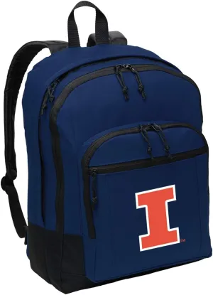 University of Illinois Backpack Classic Medium Illini Backpack Laptop Sleeve