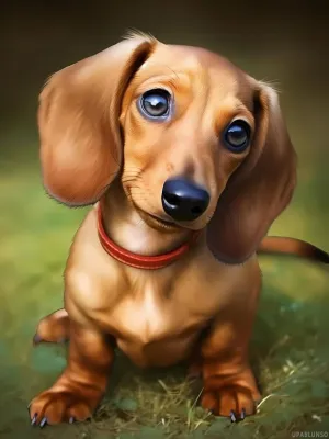 UPABLUNSO Happy Dachshund Puppy Diamond Painting Kits 5D Diamond Painting, Cartoon Animal DIY Full Round Diamond Art Gemstone Cross Stitch Kit 12x16in/30x40cm