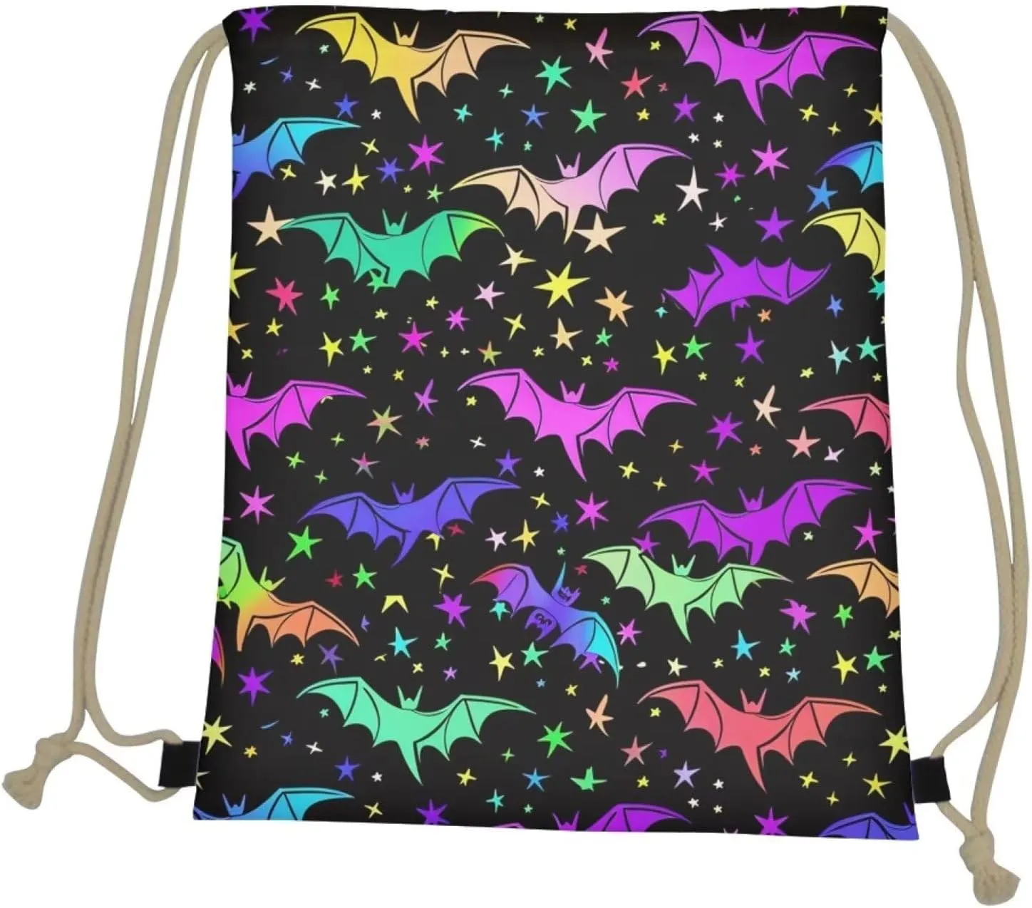 Upetstory Colorful Bat Drawstring Bags for Kids Girls Boys Gifts Drawstring Backpack Women Gym Small Draw String Back Sack Cinch Sackpack for Travel Beach Outdoor Holiday Swimming