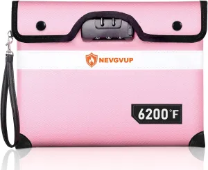 Upgraded 6200°F Fireproof Document Bag with Code Lock, Fire Proof Bag w. Zipper/Reflective Strip, 9 Layers of Heat Insulated Materials, Fireproof Money Bag for Cash/Documents, Water Resistant