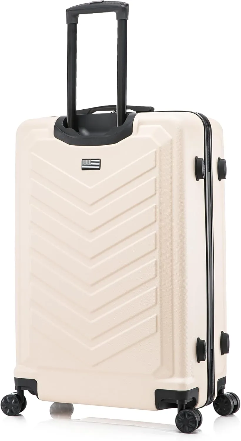 US ARMY Fox 28 inch Hardside Luggage with Spinner Wheels | Lightweight Large Suitcase for Extended Travel | Chevron Icon, Gel Handle, Side Studs, Retractable Trolley, Heavy Duty | Sand