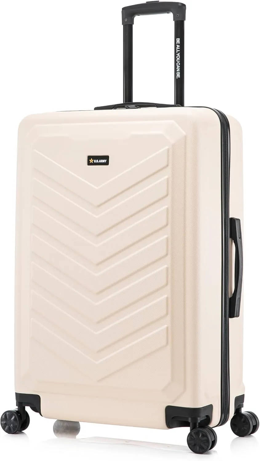 US ARMY Fox 28 inch Hardside Luggage with Spinner Wheels | Lightweight Large Suitcase for Extended Travel | Chevron Icon, Gel Handle, Side Studs, Retractable Trolley, Heavy Duty | Sand