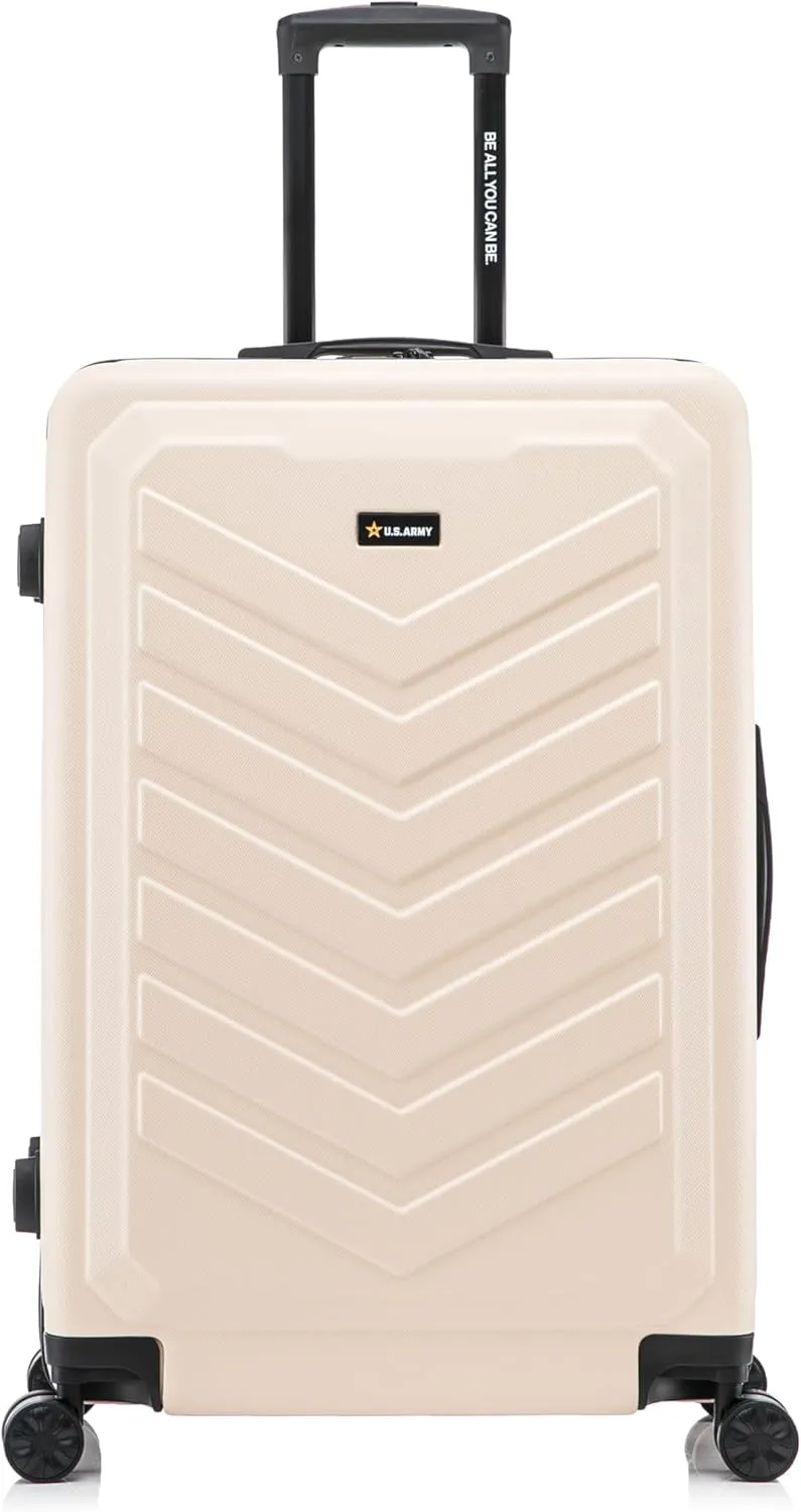 US ARMY Fox 28 inch Hardside Luggage with Spinner Wheels | Lightweight Large Suitcase for Extended Travel | Chevron Icon, Gel Handle, Side Studs, Retractable Trolley, Heavy Duty | Sand