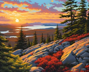 USA Great Places (106) - Sunrise on Cadillac Mountain, Acadia National Park - Van-Go Paint-by-Number Kit 40x50cm no Frame