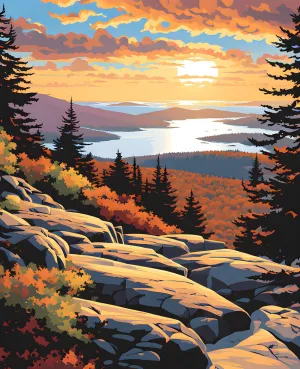 USA Great Places (112) - Coastal Serenity, Acadia National Park - Van-Go Paint-by-Number Kit 40x50cm no Frame