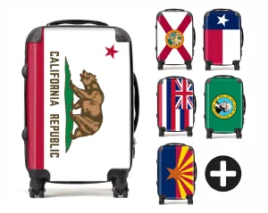 USA State Flags Hand Luggage Cabin Bag Suitcase 4 Wheeled Trolley