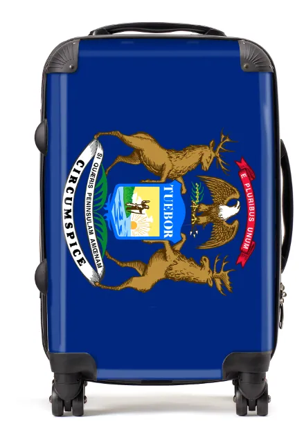 USA State Flags Hand Luggage Cabin Bag Suitcase 4 Wheeled Trolley