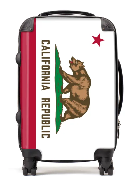 USA State Flags Hand Luggage Cabin Bag Suitcase 4 Wheeled Trolley