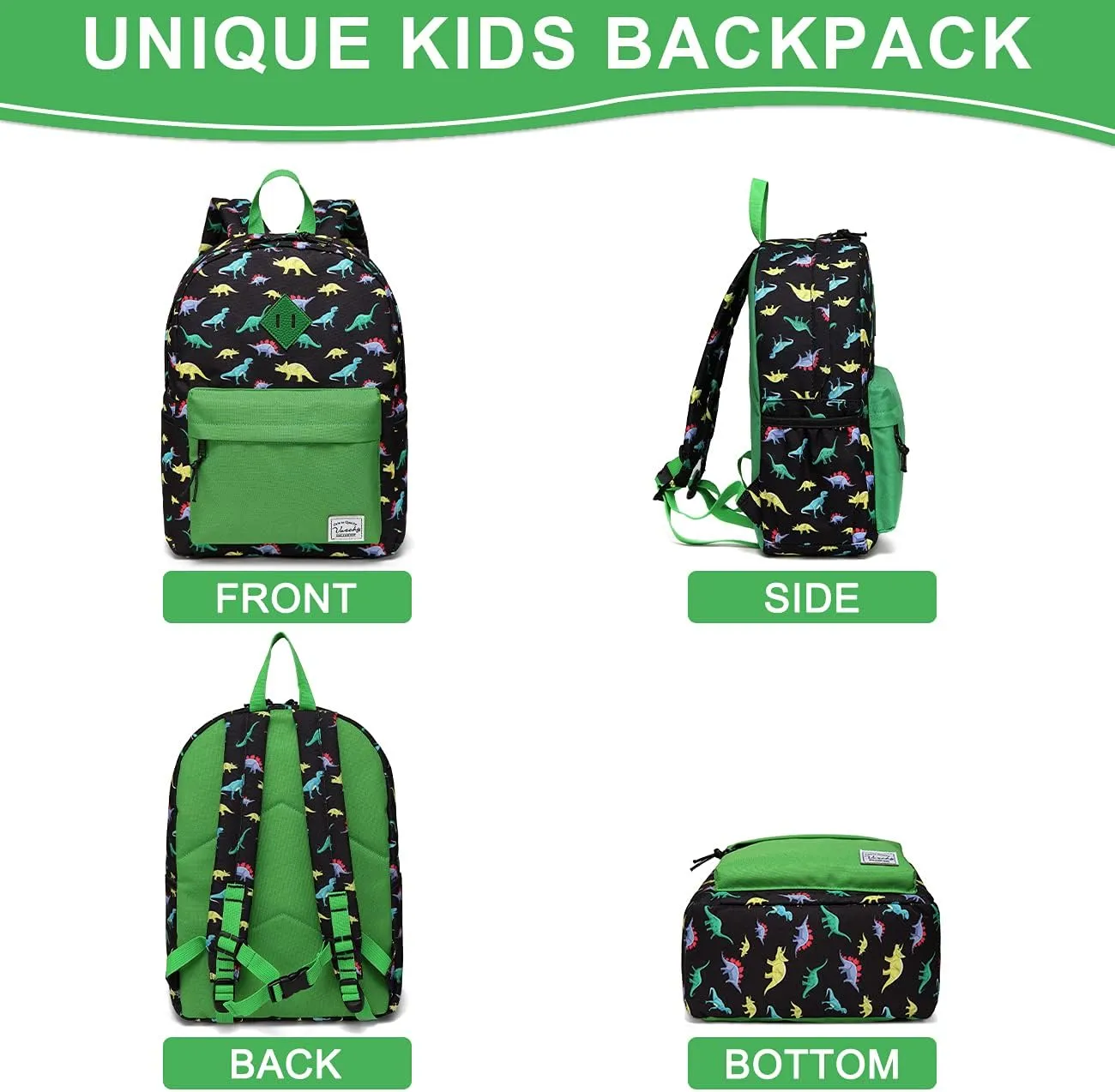 VASCHY Dinosaur Backpack for Toddler Kids Boys, Little Kid Preschool Backpacks with Chest Strap