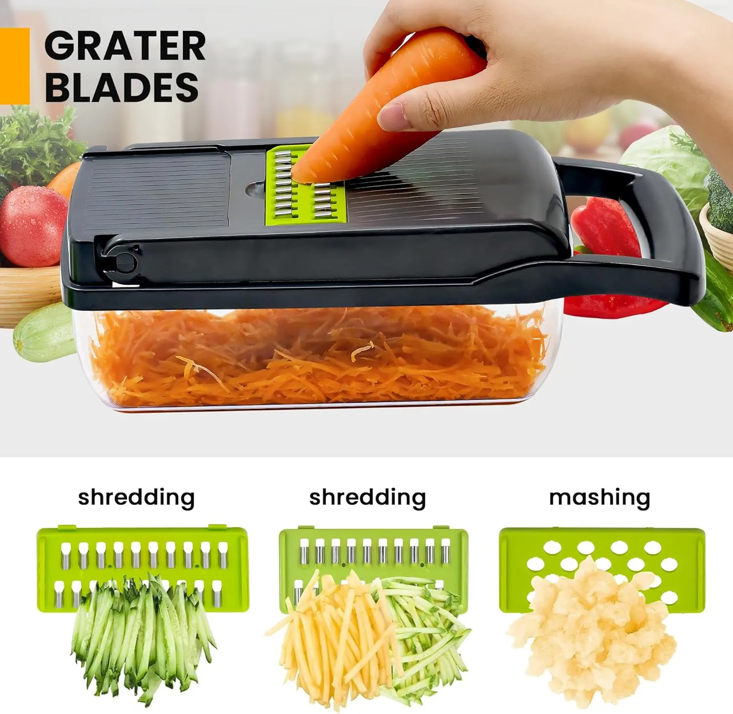 Vegetable Chopper, Onion Chopper, Mandolin Slicer,Pro 10 in 1professional food Choppermultifunctional Vegetable Chopper and Slicer, Dicing Machine, AdjustableVegetable Cutter With Container (Grey)
