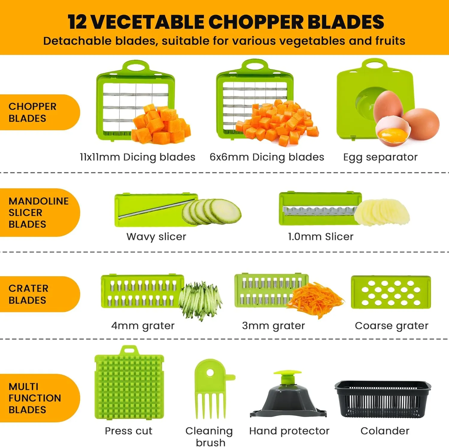 Vegetable Chopper, Onion Chopper, Mandolin Slicer,Pro 10 in 1professional food Choppermultifunctional Vegetable Chopper and Slicer, Dicing Machine, AdjustableVegetable Cutter With Container (Grey)